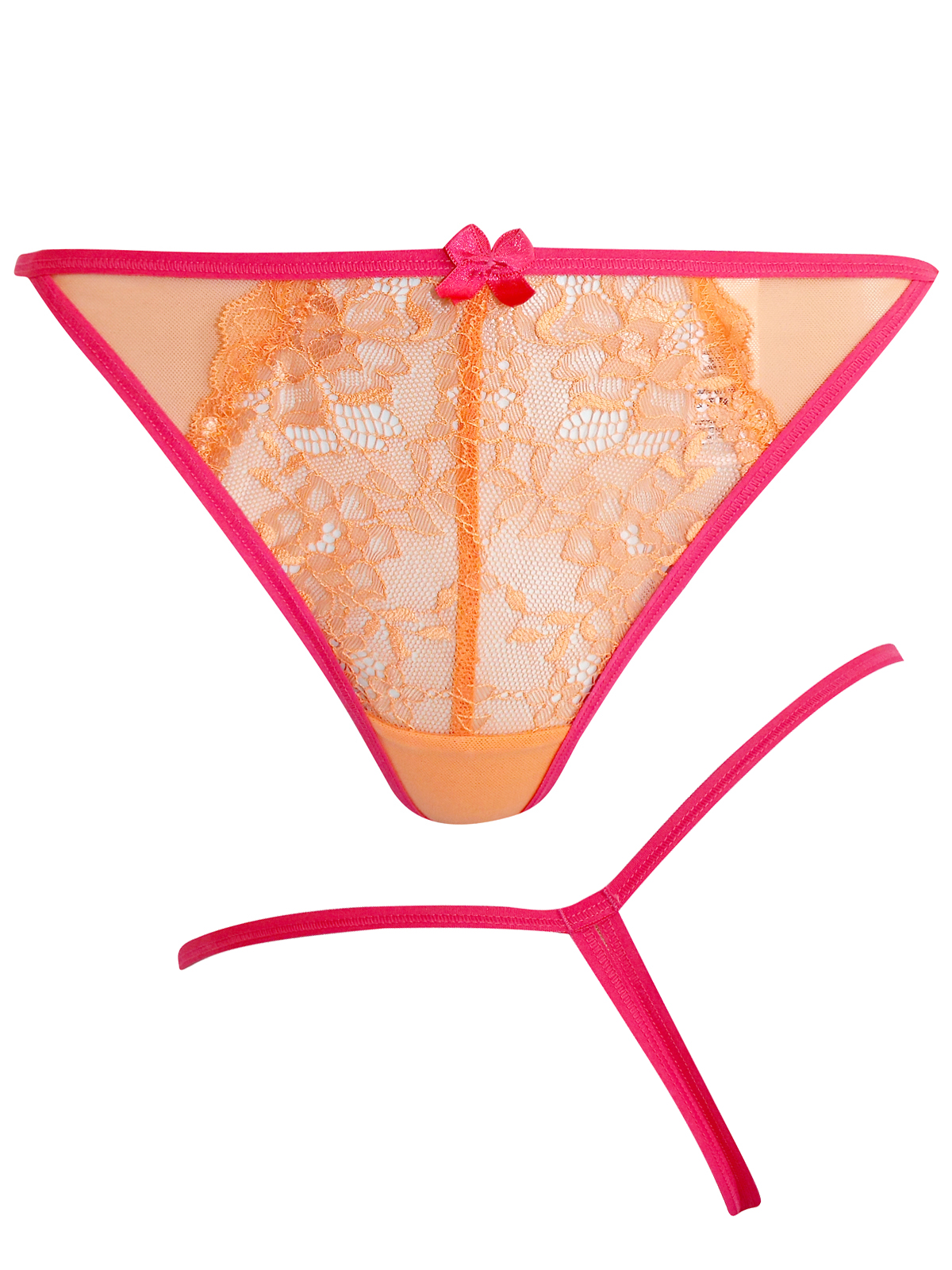 George G Orge Orange Contrast Trim Lace Thong Size To
