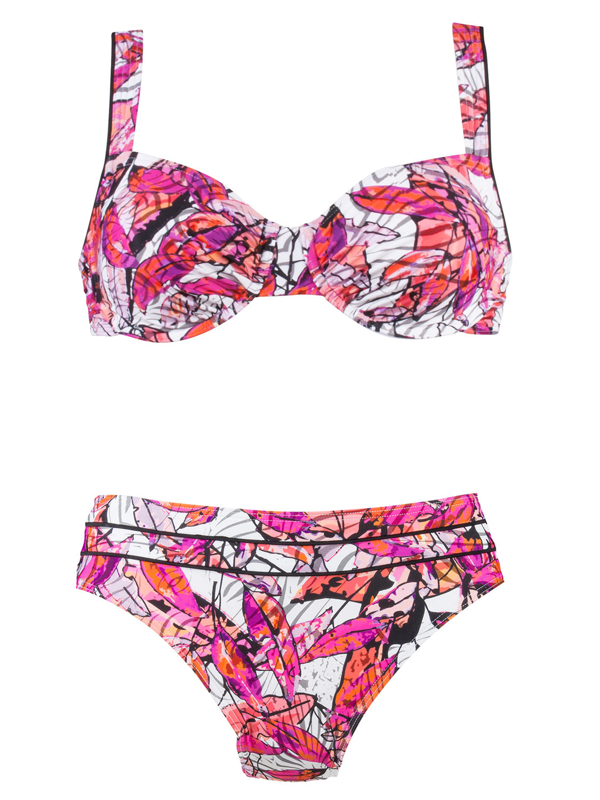 Naturana Naturana PINK Leaf Print Underwired Bikini Set Size 10