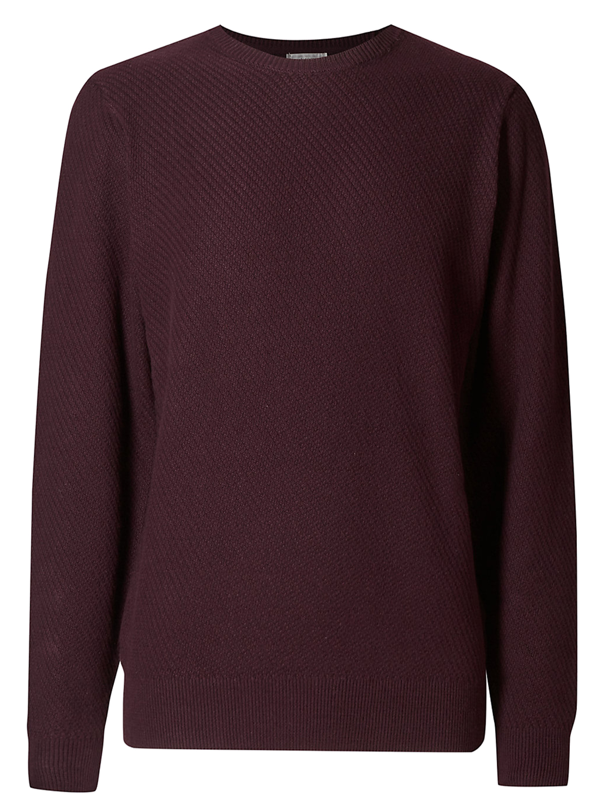 Marks And Spencer M Burgundy Pure Cotton Textured Jumper Size