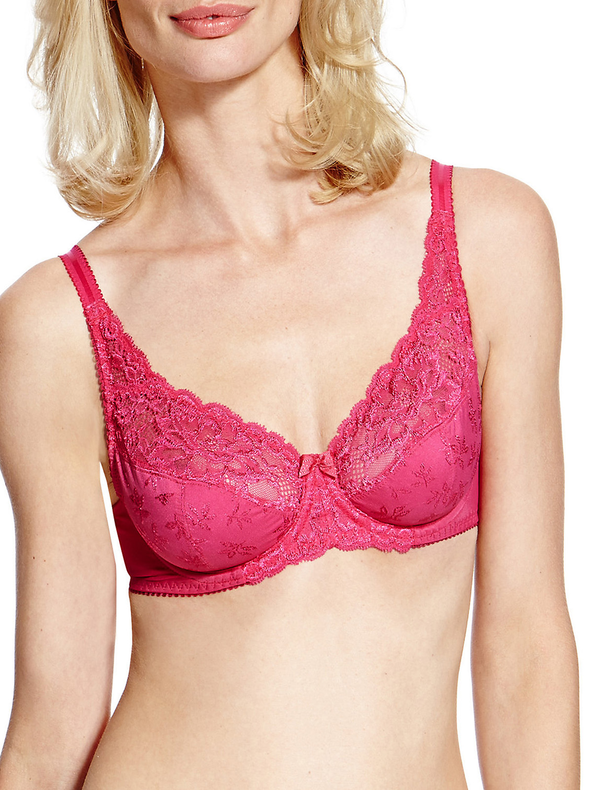 Marks And Spencer M 5 ROSE Jacquard Lace Non Padded Full Cup Bra