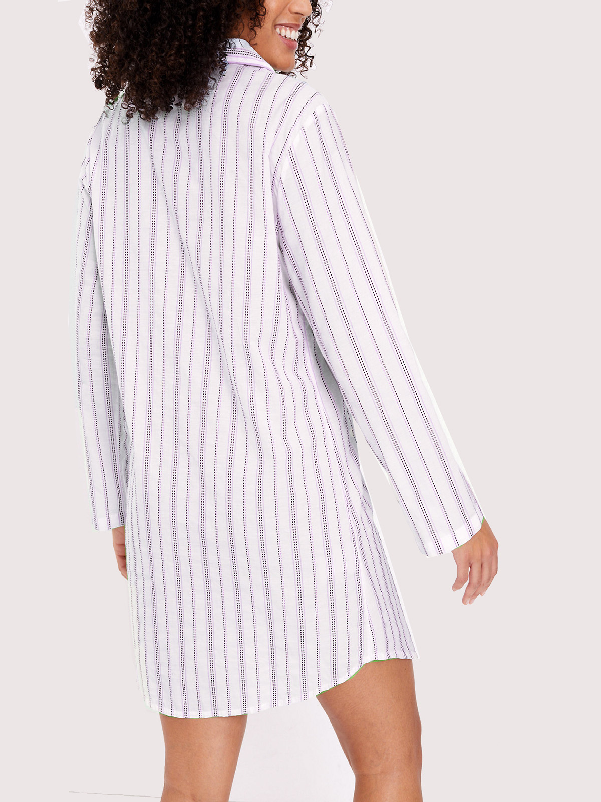 Marks And Spencer M 5 LILAC Pure Cotton Striped Nightshirt Size 6