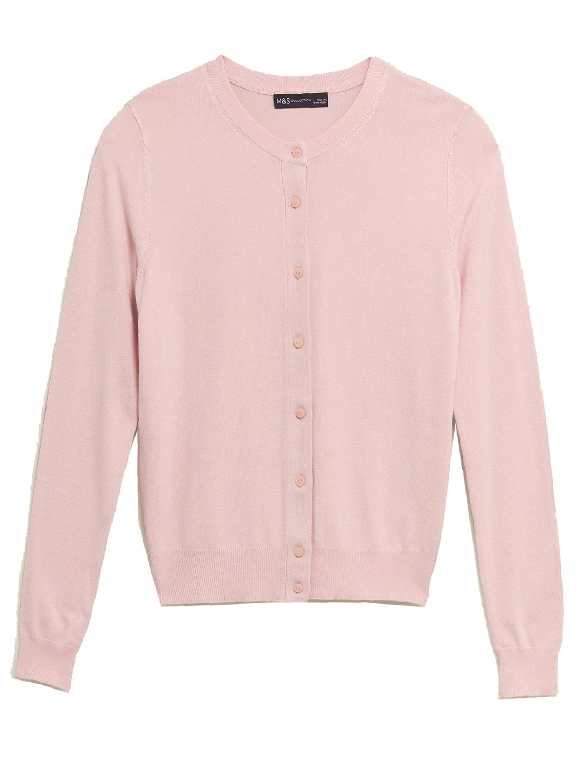 Marks And Spencer M Pale Pink Crew Neck Cardigan Size To