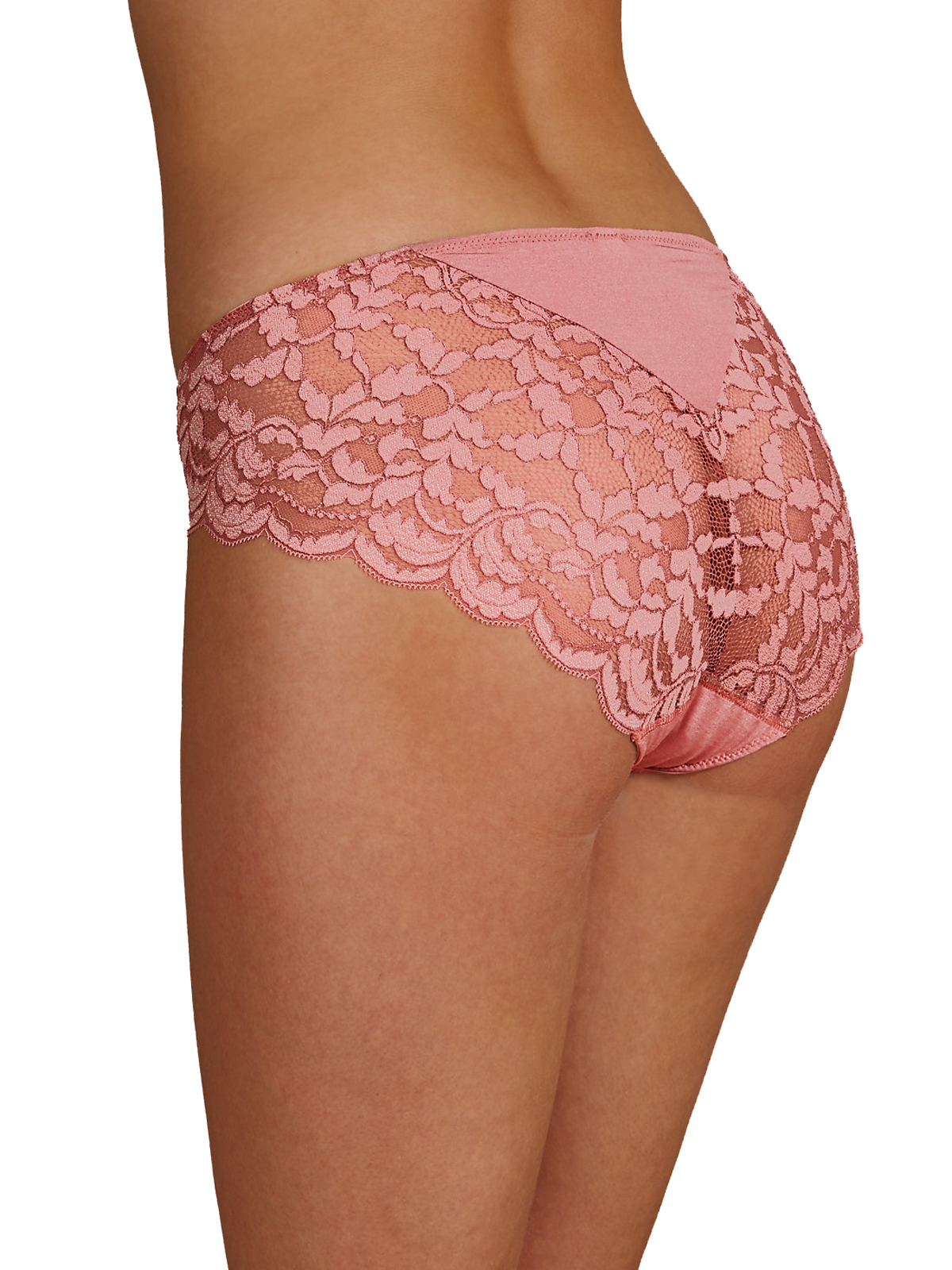 Marks And Spencer M 5 DUSKY PINK Ornate Lace High Leg Knickers