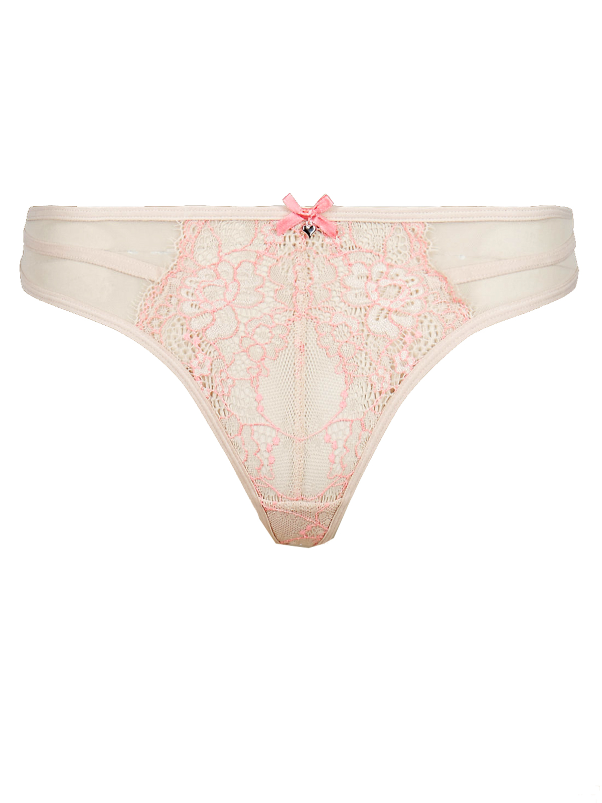 Marks And Spencer M 5 ALMOND Low Rise Lace Thong Size 8 To 18