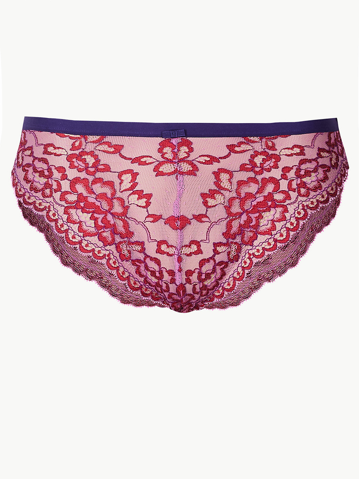 Marks And Spencer M 5 PINK Lace High Leg Knickers Size 8 To 12