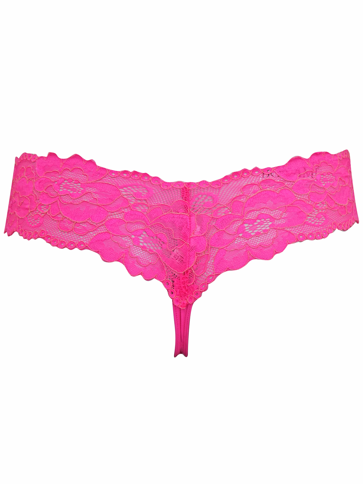 Marks And Spencer M 5 NEON PINK Floral Lace Bandeau Low Rise Thong