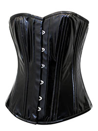 BLACK PVC Overbust Corset - Size 8 to 18 (Waist 22 to 32)