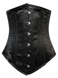 BLACK Satin Underbust Corset - Size 8 to 18 (Waist 22 to 32)