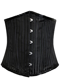 BLACK Satin Striped Underbust Corset - Size 4 to 24 (Waist 18 to 38)