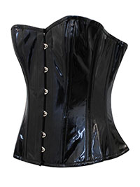 BLACK PVC Overbust Corset - Size 12 to 18 (Waist 26 to 32)