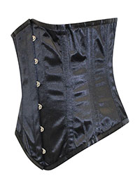 BLACK Elaina Gothic Underbust Long Satin Corset - Size 6 to 26 (Waist 20 to 40)