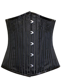 BLACK Embroidered Satin Striped Underbust Corset - Size 4 to 24 (Waist 18 to 38)