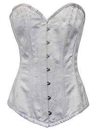 WHITE Ida Custom Made Brocade Gothic Corset - Size 10 to 16 (Waist 24 to 30)