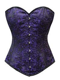 PURPLE Printed Over Bust Corset - Plus Size 18 to 26 (Waist 32 to 40)