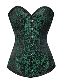 GREEN Printed Over Bust Corset - Size 6 to 24 (Waist 20 to 38)