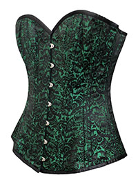 GREEN Floral Print Over Bust Corset - Size 6 to 26 (Waist 20 to 40)