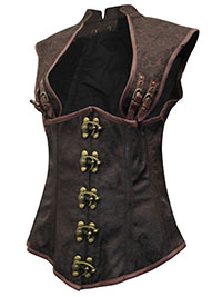 CHESTNUT Steampunk Brocade Buckle Corset Top - Size 10 to 26 (Waist 24 to 40)