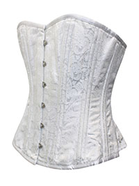 WHITE Brocade Over Bust Corset - Size 10 to 24 (Waist 24 to 38)