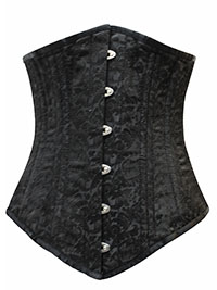 BLACK Brocade Underbust Pointed Corset - Size 10 to 20 (Waist 24 to 34)