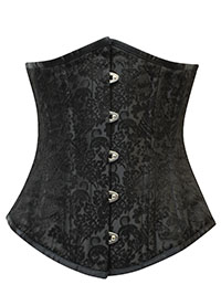 BLACK Brocade Underbust Corset - Size 6 to 8 (Waist 20 to 22)