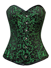 GREEN Brocade Overbust Corset - Size 10 (Waist 24)