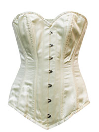 IVORY Satin Overbust Pointed Corset - Size 10 to 16 (Waist 24 to 30)