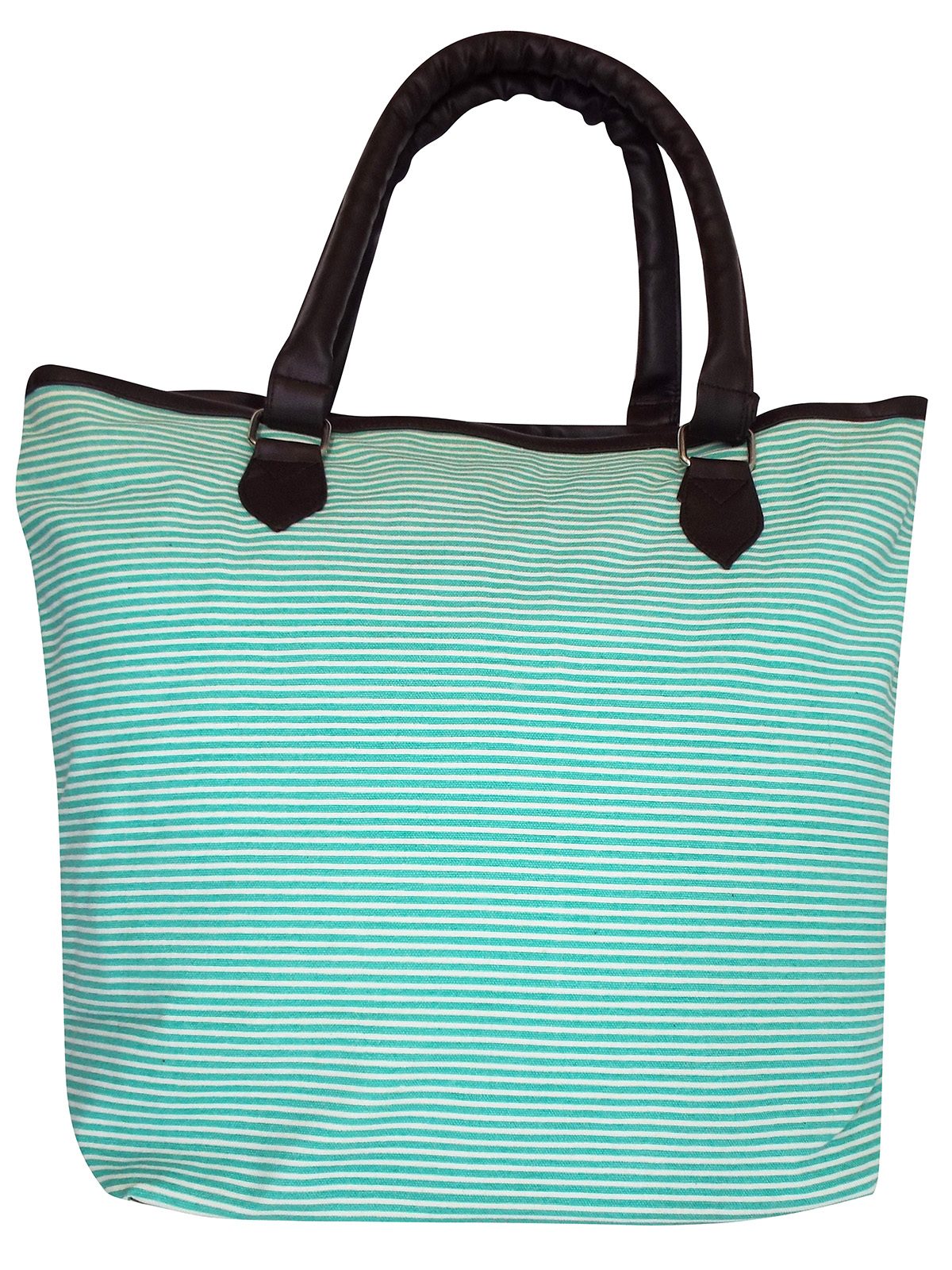 TURQUOISE Fine Striped Shopper Bag