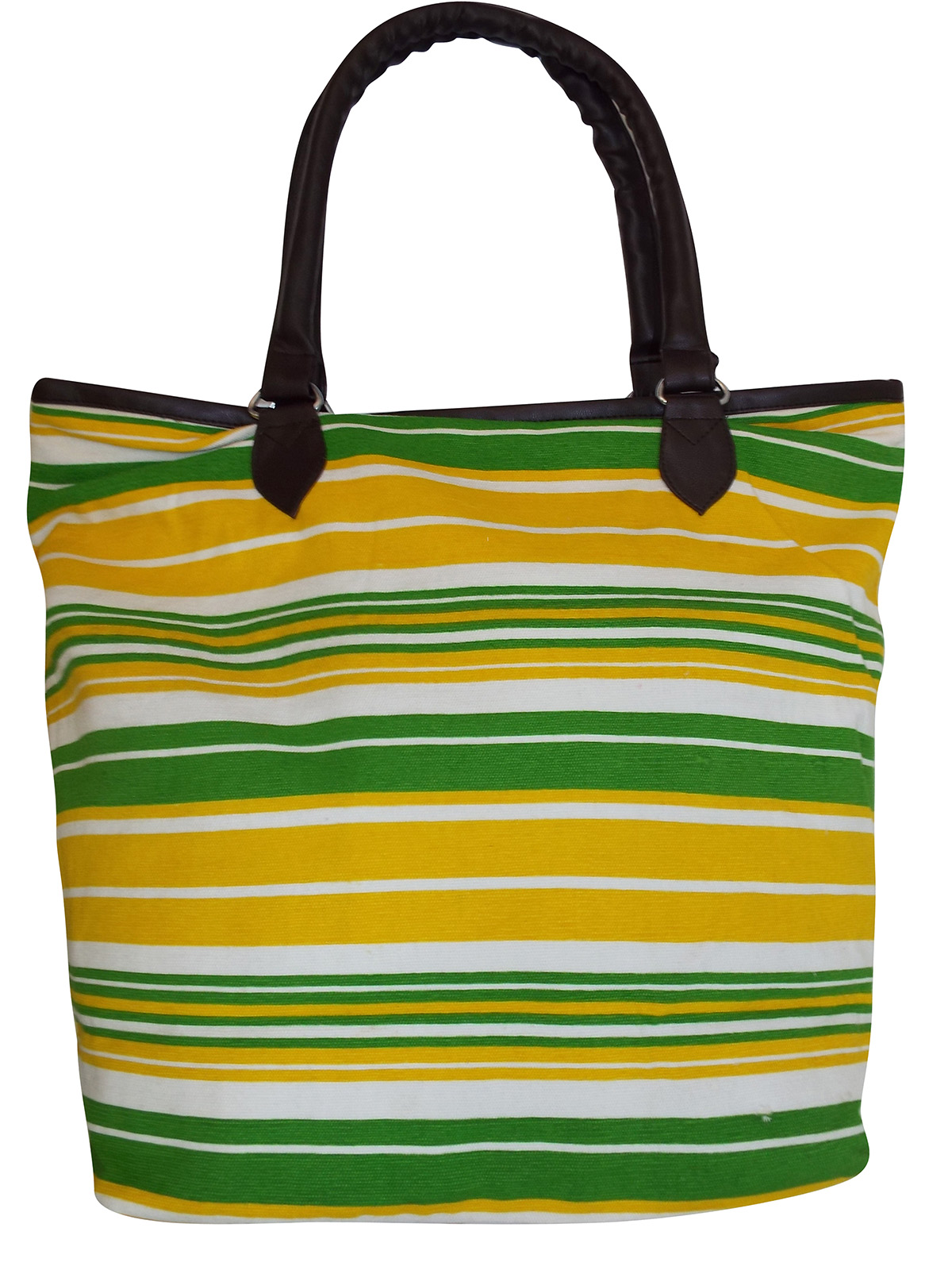 GREEN/YELLOW Multi Striped Shopper Bag