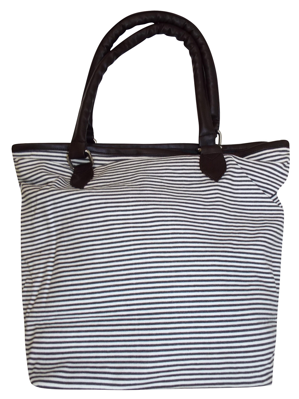 GREY Fine Striped Shopper Bag