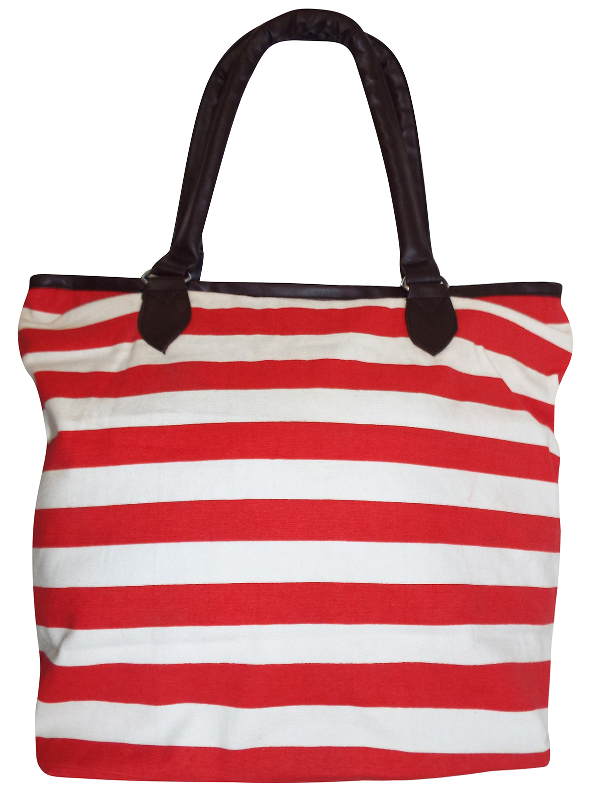 RED STRIPE Zipped Top Shopper Tote Bag