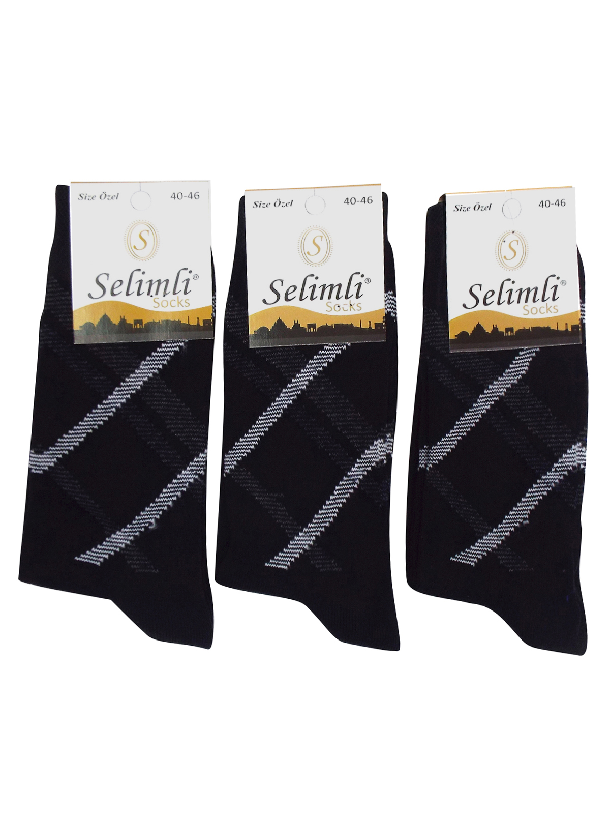 Selimli Selimli Mens 12Pack Mixed Pattern Cotton Rich Ankle High