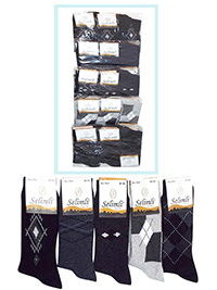 Selimli Mens 12-Pack Mixed Pattern Cotton Rich Ankle High Socks - Shoe Size 6.5/11 (EU 40/46)