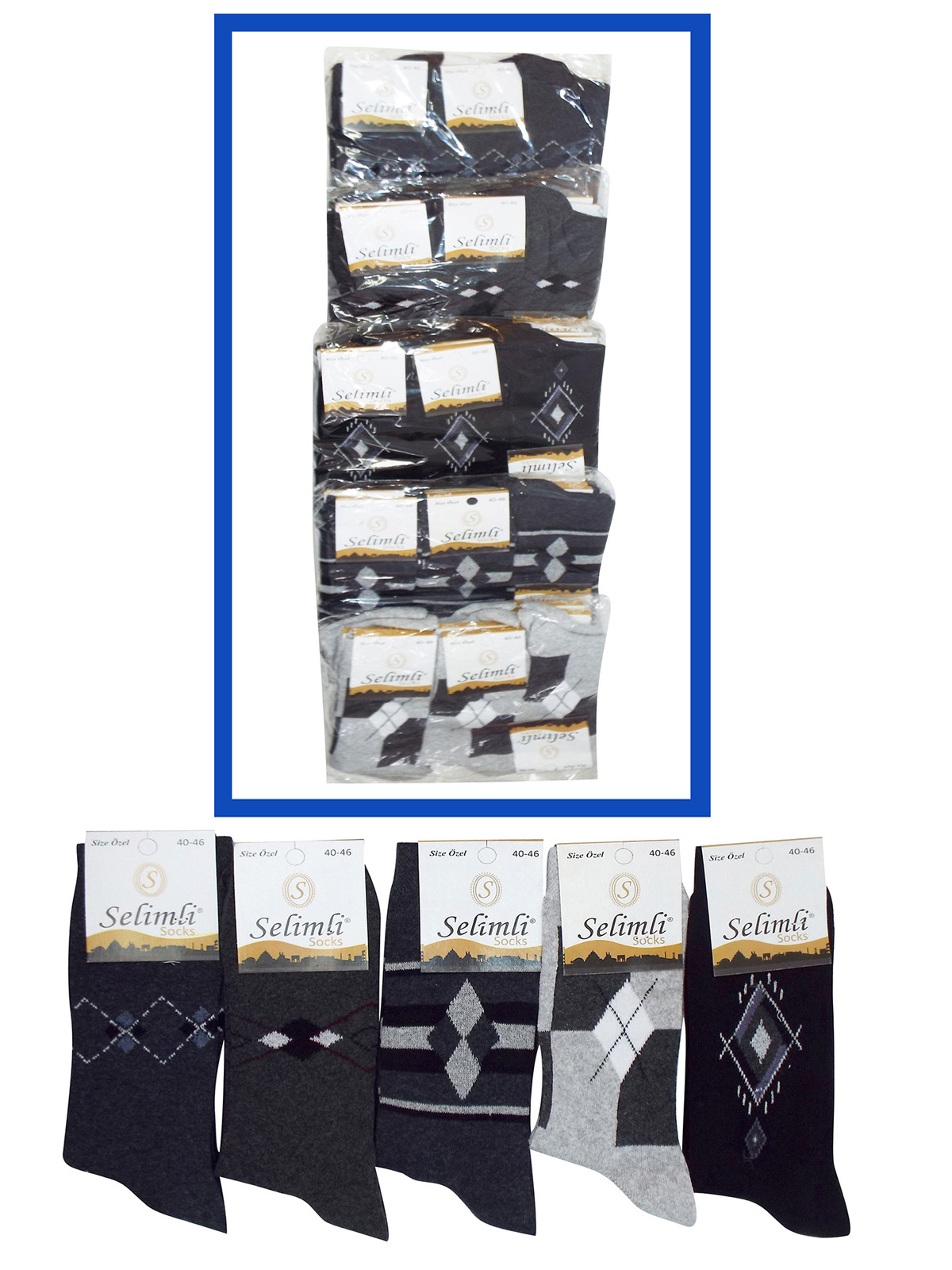 Selimli Selimli ASSORTED Mens 12Pack Cotton Rich Ankle High Socks