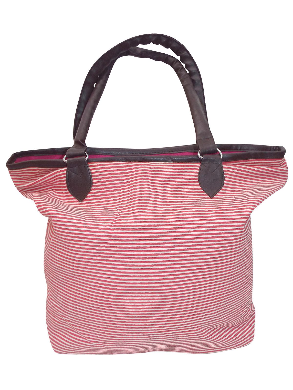 RED Thin Stripe Canvas Shopper Bag