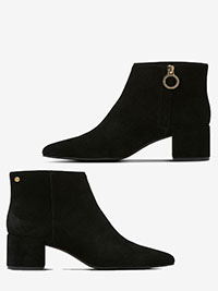 Agnes Cecilia BLACK Block Heeled Suede Ankle Boots - Shoe Size 3 to 8 (EU 36 to 41)