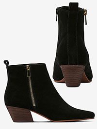Agnes Cecilia BLACK Suede Block Heeled Ankle Boots - Shoe Size 3 to 6 (EU 36 to 39)