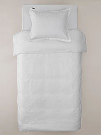 WHITE Organic Cotton Jacquard 2pc SINGLE Duvet Cover & Pillow Case Bedding Set