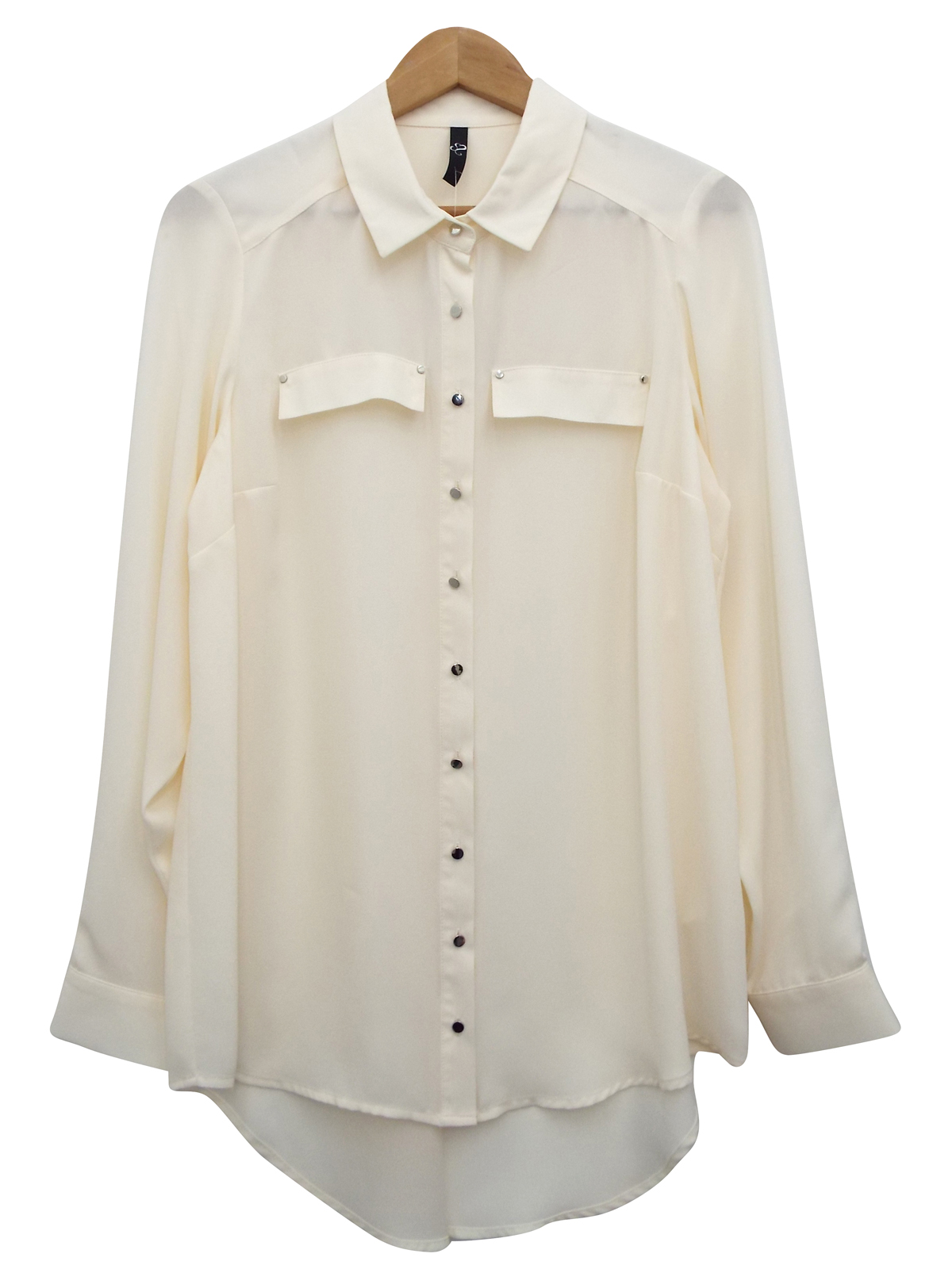 IVORY Long Sleeve Oblong Hem Shirt - Plus Size 14 to 30