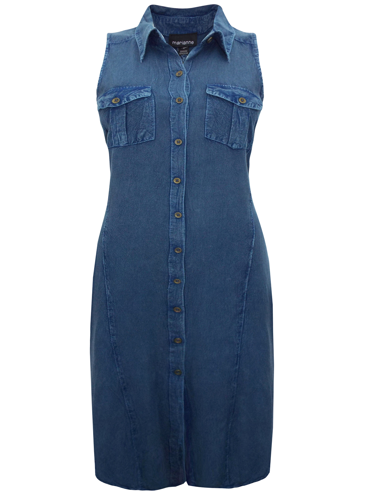 Marianne - - Marianne DARK-DENIM Sleeveless Split Sides Tunic - Size 10 ...