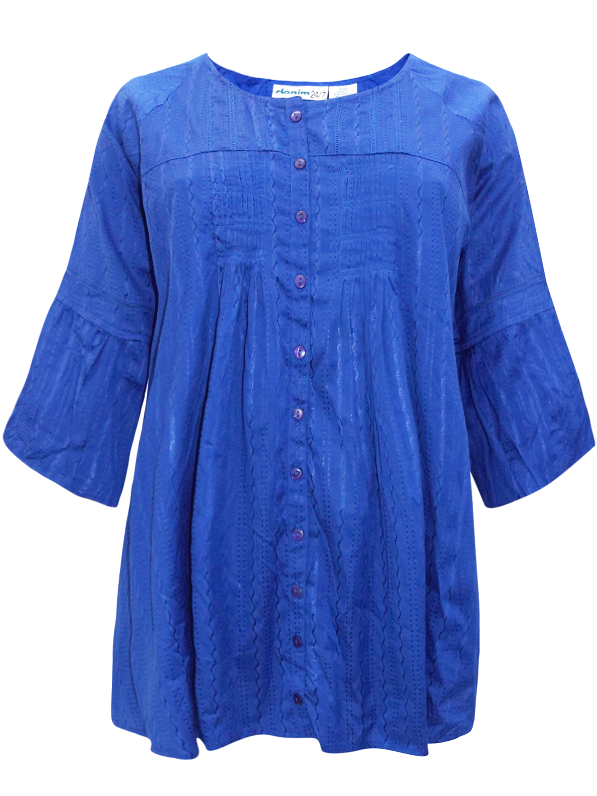 Woman Within - - Woman Within BLUE-SAPPHIRE Embroidered Bell Sleeve ...