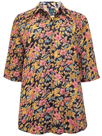 DW Shop ORANGE Floral Print 3/4 Sleeve Shirt - Plus Size 10 to 30/32 (36to 56/58) DW Shop ORANGE Floral Print 3/4 Sleeve Shirt - Plus Size 10 to 30/32 (36to 56/58)