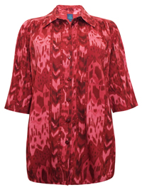 DW Shop RED Batik Print 3/4 Sleeve Shirt with Pocket - Plus Size 10/12 to 30/32 (36/38 to 56/58) DW Shop RED Batik Print 3/4 Sleeve Shirt with Pocket - Plus Size 10/12 to 30/32 (36/38 to 56/58)