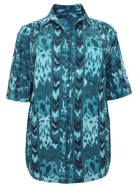 DW Shop GREEN Batik Print 3/4 Sleeve Shirt with Pocket - Plus Size 26/28 to 30/32 (52/54 to 56/58) DW Shop GREEN Batik Print 3/4 Sleeve Shirt with Pocket - Plus Size 26/28 to 30/32 (52/54 to 56/58)