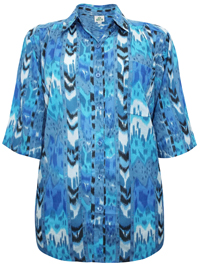 DW Shop BLUE Batik Print 3/4 Sleeve Shirt with Pocket - Plus Size 10/12 to 26/28 (36/38 to 52/54) DW Shop BLUE Batik Print 3/4 Sleeve Shirt with Pocket - Plus Size 10/12 to 26/28 (36/38 to 52/54)