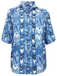 DW Shop BLUE Batik Print 3/4 Sleeve Shirt with Pocket - Plus Size 10/12 to 30/32 (36/38 to 56/58) DW Shop BLUE Batik Print 3/4 Sleeve Shirt with Pocket - Plus Size 10/12 to 30/32 (36/38 to 56/58)