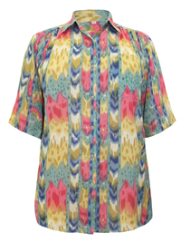 DW Shop SAGE Batik Print 3/4 Sleeve Shirt with Pocket - Plus Size 10 to 30/32 (36 to 56/58) DW Shop SAGE Batik Print 3/4 Sleeve Shirt with Pocket - Plus Size 10 to 30/32 (36 to 56/58)