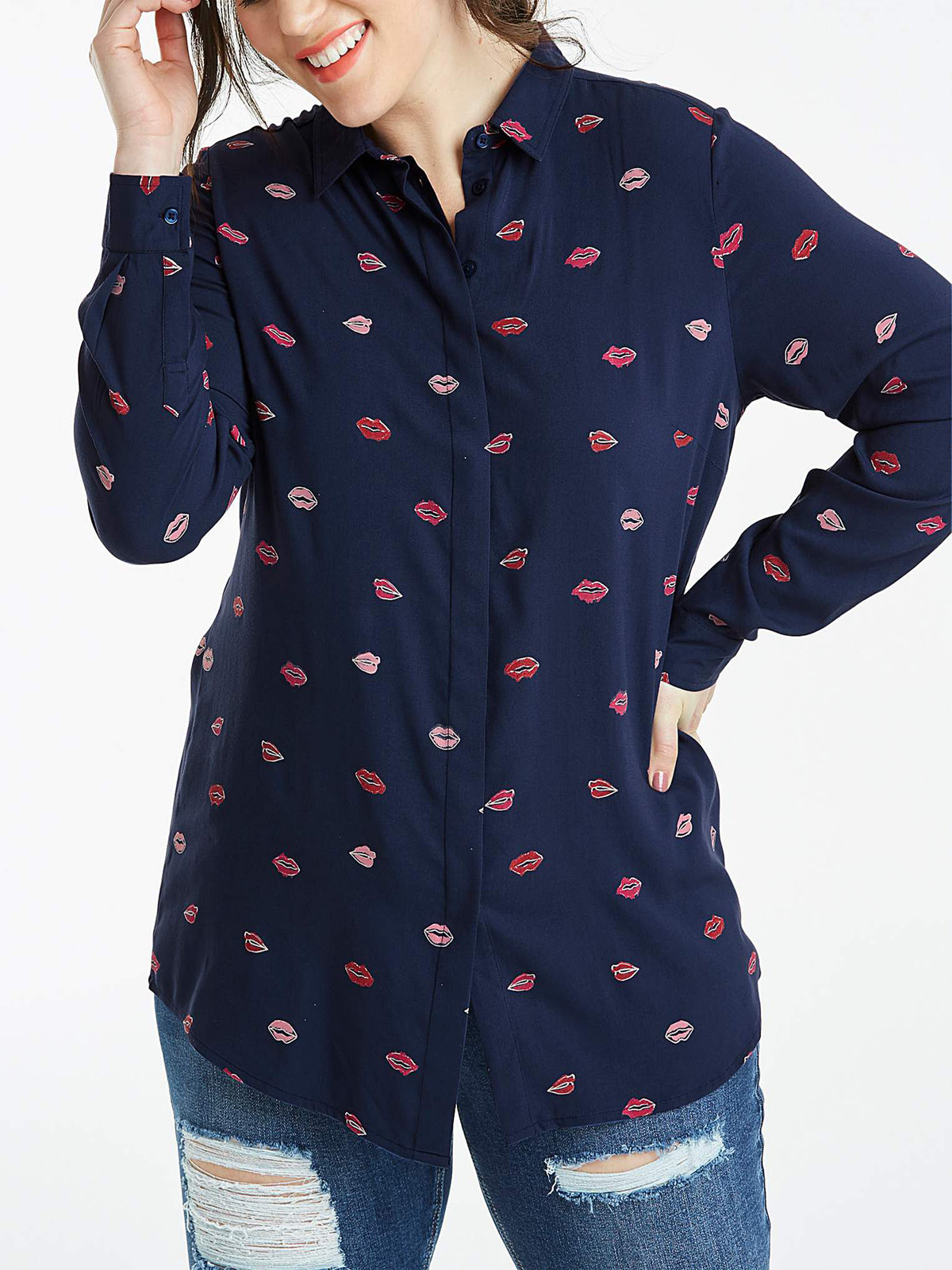 Plus Size wholesale clothing by simply be SimplyBe NAVY Lip Print