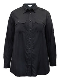 WW BLACK Utility Button Down Shirtail Hem Shirt - Plus Size 16/18 to 32/34 (US M to 3X)