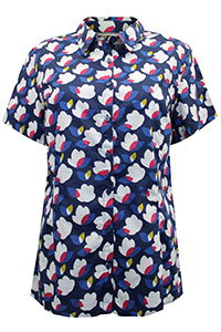 SS NAVY Abstract Floral Harbour Mrs Treloar Shirt - Plus Size 12 to 24