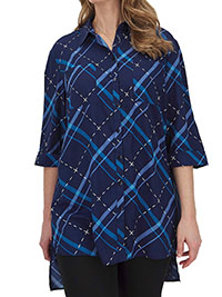 NAVY Check Print Oversized Shirt - Plus Size 16 to 30